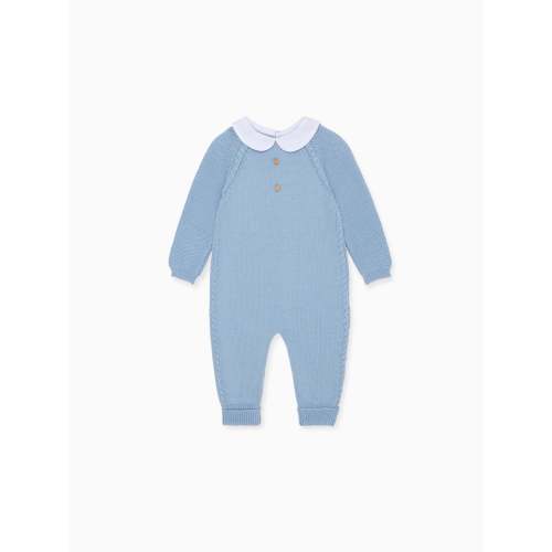 Dusty Blue Emilio Merino Baby Knitted Jumpsuit