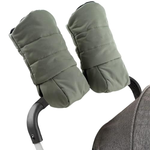 Zsedrut Stroller Gloves Universal Winter Anti-Freeze Stroller Mittens Water Repellent Hand Warmer Muff Fleece Lined,Winter Stroller Accessories (Army Green)