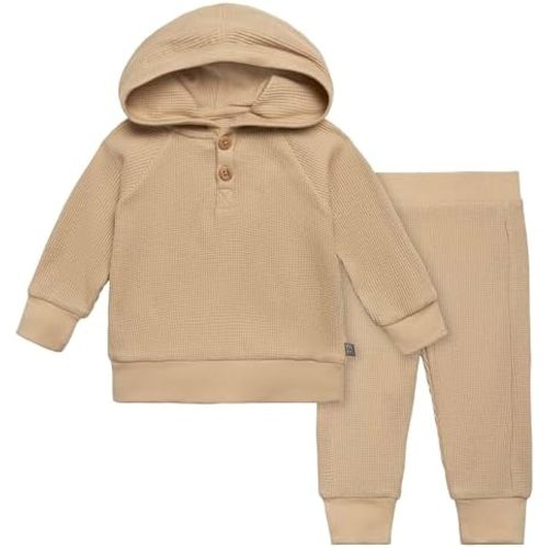 Modern Moments by Gerber Baby Girls' Mini-Waffle 2-piece Hoodie and Pant Set