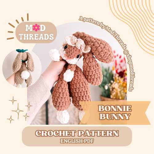 Bonnie the Bunny Crochet PATTERN | Bunny Lovey Crochet Pattern | Low Sew Crochet Amigurumi Pattern | Easter Bunny | Cute Crochet Pattern