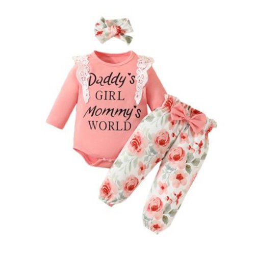 BULLPIANO Newborn Infant Baby Girl Clothes Ruffle Romper Toddler Girl Floral Pant Headband Sets Girls Clothing Outfit
