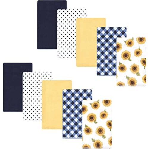 Hudson Baby Unisex Baby Cotton Flannel Burp Cloths, Sunflower, One Size
