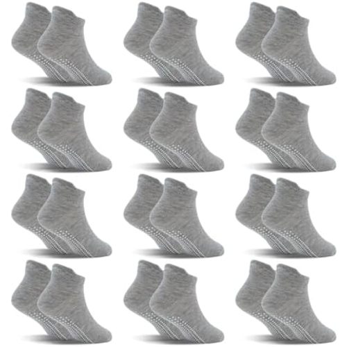 SkiBeaut 12 Pairs Toddler Non Slip Kid Boy Girl Socks with Grips, Toddlers Child Anti Skid Sticky Gripper Socks 1-7 Years Old