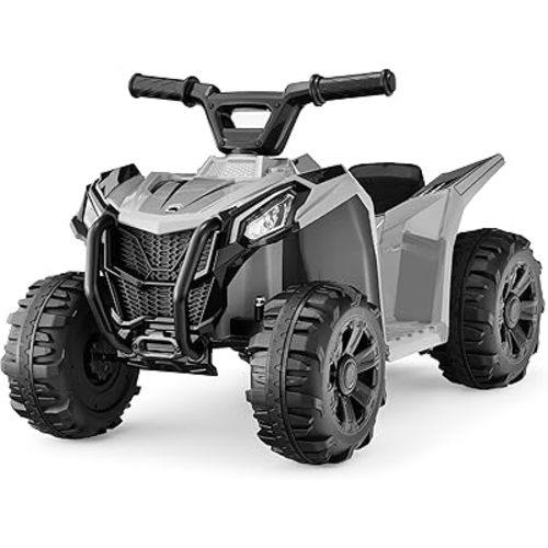 Best Choice Products 6V Kids Ride On Toy, 4-Wheeler Quad ATV Play Car w/ 1.8MPH Max Speed, Treaded Tires, Rubber Handles, Push-Button Accelerator - Gray