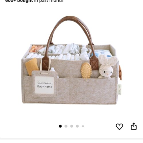 Lily Miles Baby Diaper Caddy Organizer, Nursery Storage Basket for Newborn Essentials, Neutral Gift for Baby Shower, Registry Must-Have, Car Organizer for Diapers and Wipes - Sand, Large