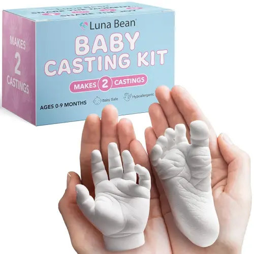 Luna Bean Baby Footprint & Hand Casting Kit – Premium Newborn Infant Keepsake - New Mom Gifts, Baby Shower Gifts for Girls and Boys
