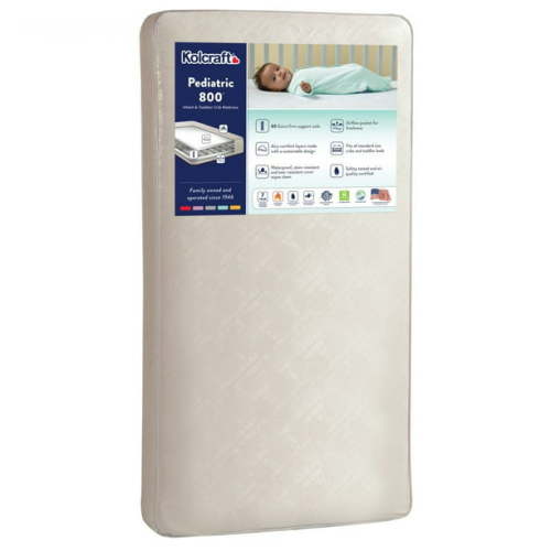 Kolcraft Pediatric 800 Extra Firm Ultra Deluxe, 80 Coil Crib and Toddler Mattress, White