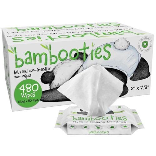 Bambooties Bamboo Baby Wipes Unscented, Plant based Diaper Wipes for Sensitive Skin, Water based Wipes Baby Sensitive Skin 480 count bulk box of 80ct soft packs x 6