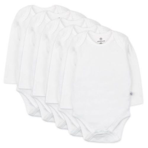5-pack Organic Cotton Long Sleeve Bodysuits Bright White Newborn