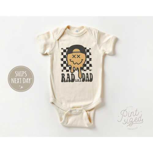 Rad Like My Dad Onesie® - Funny Retro Smiley Bodysuit - I Love My Dad Natural Baby Onesie® - Cute Father's Day Gift
