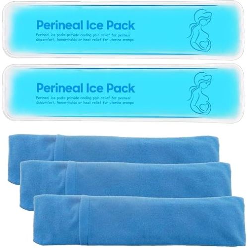 Perineal Cooling Pad, Postpartum Cold Packs Gel Bead Ice Pack Cold Therapy for Women After Pregnancy and Delivery, 2 Ice Pack and 3 Cover (Blue Gel Ice Pack)
