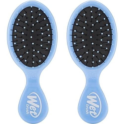 Wet Brush Detangling Brush, Mini Detangler Brush (Sky) - Wet & Dry Tangle-Free Hair Brush for Women & Men - No Tangle Soft & Flexible Bristles for Straight, Curly, & Thick Hair (Pack of 2)