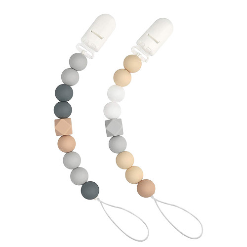 Apmemiss Clearance Pacifier Clips, Silicone Pacifier Holder with One Piece Design, BPA Free, Pacifier Chain with Clip for Teether Toys, Best Newborn Shower Gift for Boy 3 Month+
