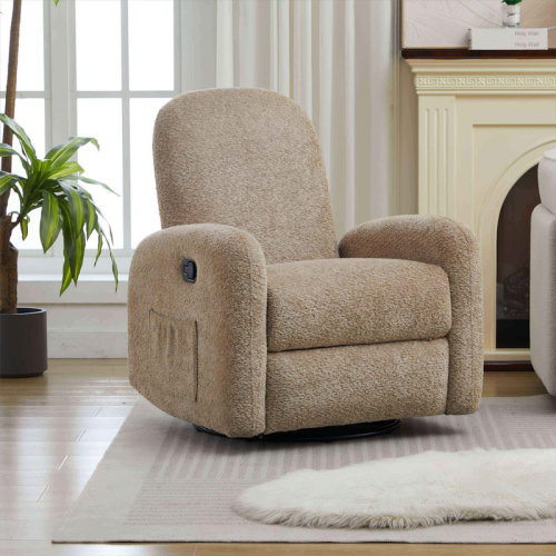 Ebern Designs Haaniyah Boucle Fabric Swivel & Rocking Recliner & Reviews | Wayfair