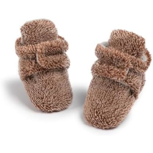 Babelvit Newborn Baby Boy Girl Soft Fleece Booties Stay On Infant Slippers Socks Shoe Non Skid Gripper Toddler First Walkers Winter Ankle Crib Shoes