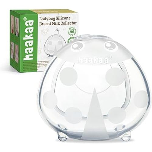 haakaa Ladybug Silicone Breast Milk Collector - Breast Shells Nursing Cup for Breastfeeding, Protect Sore Nipples, Extra-Soft and Reusable, 2.5oz/75ml, 1PC
