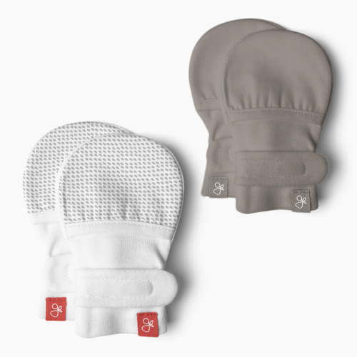 Goumi Kids Stay on Baby Mitts (2 Pack) - Drops Gray + Pewter, 3-6 Months