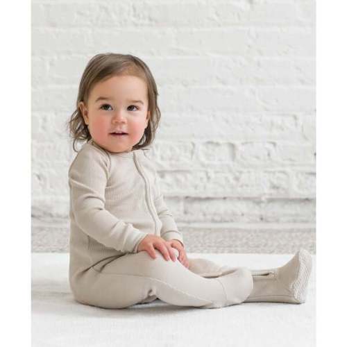 Kit Ribbed Zipper Sleeper Dario Stripe/Oat - Colored Organics | Maisonette