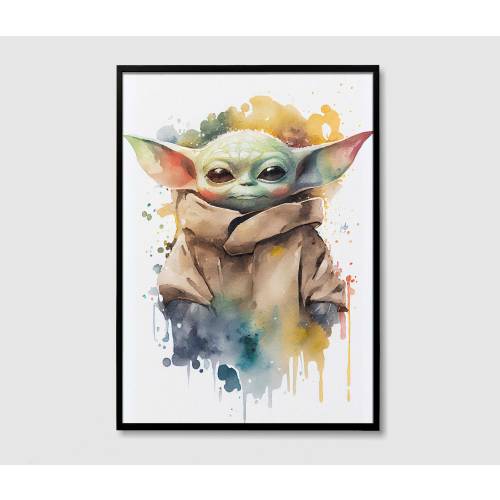 Grogu (Baby Yoda) Star Wars Watercolor Art Print, Grogu (Yoda) Star Wars Painting Wall Art Poster, Original Artwork, Star Wars Digital Print