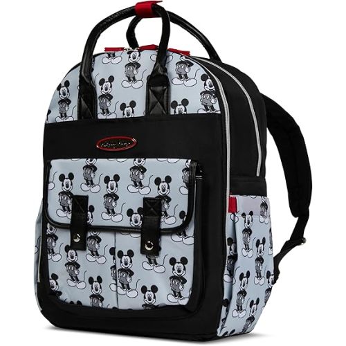 Disney Diaper Bag Backpack with Changing Pad Mickey Mouse – 16” Nylon Baby Bag for Parents, Insulated Bottle Holders, Multiple Storage Pockets