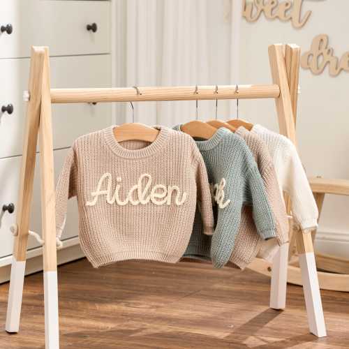 Personalized Sweater - Custom Embroidered Baby Sweater - Toddler Knit Sweatshirt - Baby Name Jumper