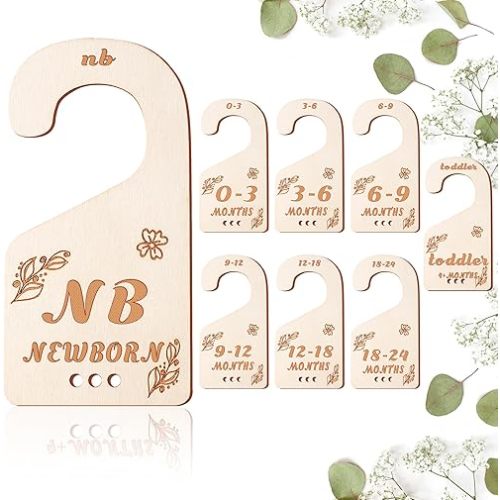 Baby Closet Dividers for Clothes Organizer, Set of 8 Hanger Closet Dividers for Newborn to 24 Months Size Clothes, Nursery Organization for Clothes