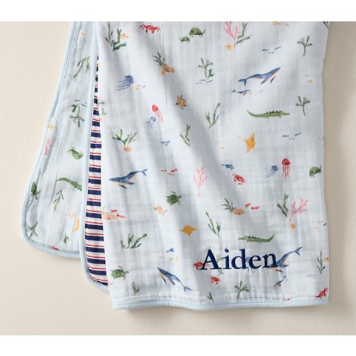 Under The Sea Oversized Organic Muslin Baby Blanket