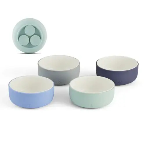 Porcelain Bowl with Silicone Suction Sleeves