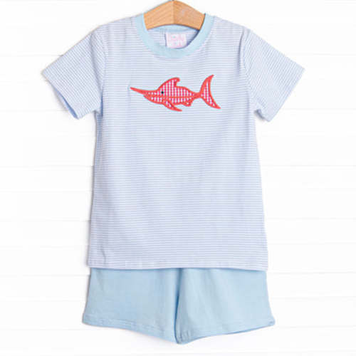 Marlin Marina Applique Short Set, Blue – Stitchy Fish