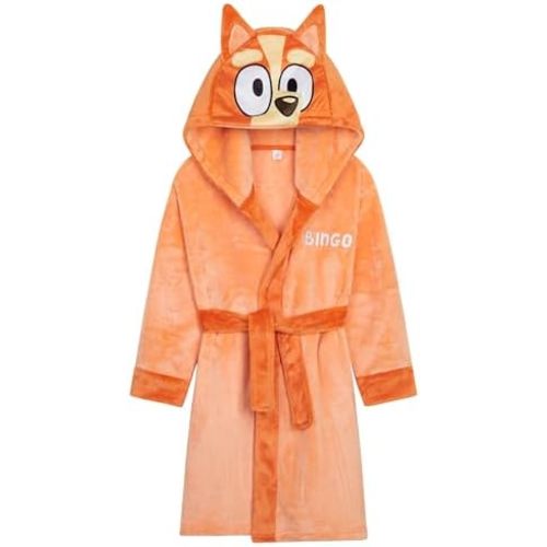 Bluey Girls Fleece Robe with Hood Pockets Tie Waist – Cosy Gifts for Kids