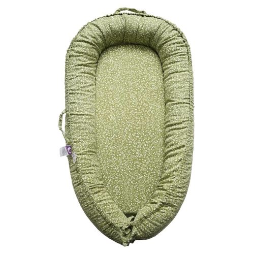 Infant Lounger, Baby Nest Cover for Baby Girls & Boys, Newborn Essentials for Baby 0-18+ Months, 100% Cotton Breathable, Portable Travel Bed (Green_Wonder, Cotton_Muslin)