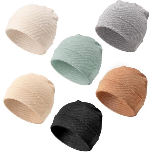 DRESHOW BQUBO 6 Pack Baby Newborn Hats Set for Unisex Infant Newborn Toddler Soft Beanie Hat for Boys Girls 0-3 Months