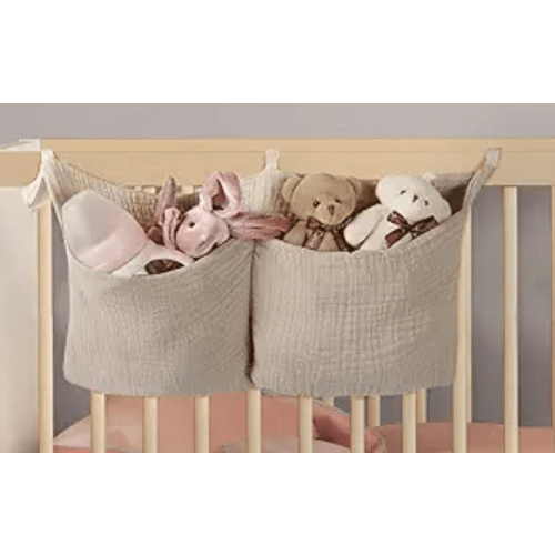 8"x15" Diaper Caddy and Organizer for Changing Table Crib Multi-Functional Hanging Diaper Stacker Nursery Organizer for Cribs Diaper Holder Baby Crib Hanging Storage and Accessories - Khaki
