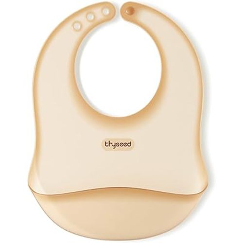 Ultra Thin & Light Waterproof Silicone Bibs for Babies Eating Toddler Feeding Silicon Food Catcher with Large Pouch