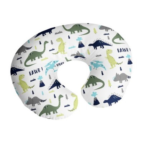 Sweet Jojo Designs Boy Support Nursing Pillow Cover Mod Dinosaur Blue Green and Grey