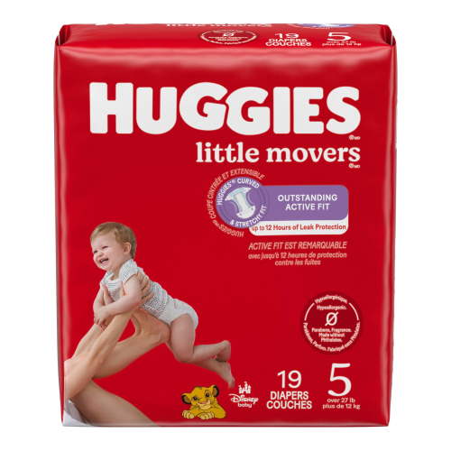 Huggies Little Movers Baby Diapers, Size 5 (27+ lbs), 19 Ct (Select for More)