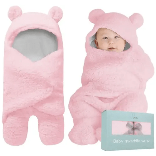 BlueMello Baby Swaddle Blanket | Ultra-Soft Plush Essential for Infants 0-6 Months | Receiving Swaddling Wrap Pink | Ideal Newborn Registry and Toddler Boy Accessories | Perfect Baby Girl Shower Gift