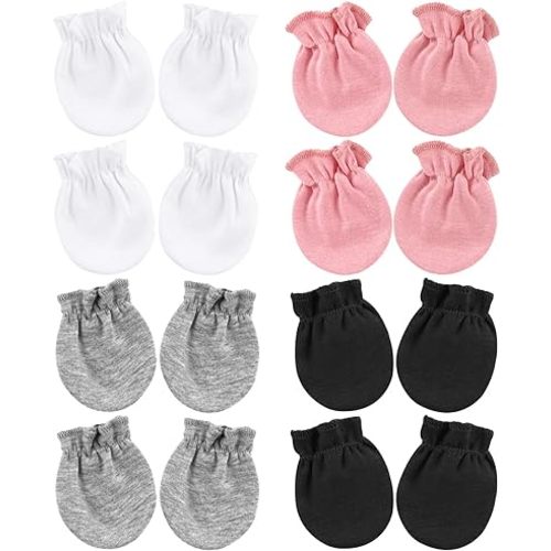 BQUBO Newborn Infant Toddler Mittens No Scratch Cotton Elastic Wrist Gloves Hypoallergenic for 0-6 Months Baby Boys Girls