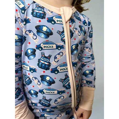 Bamboo baby footie, police gift, law enforcement gift, police baby gift, bamboo pj, bamboo footie, bamboo zippy, police outfit, police girl