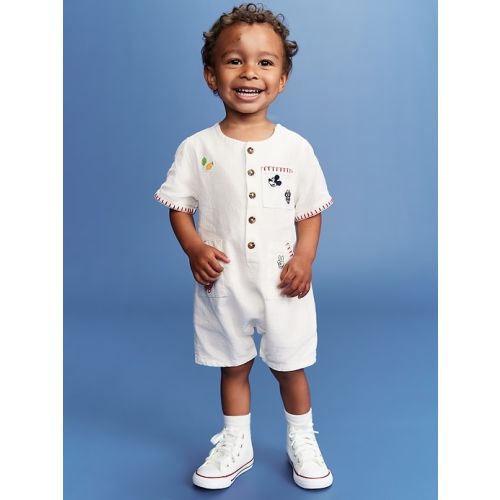 Old Navy x Disney© Embroidered Linen-Blend One-Piece Romper for Baby