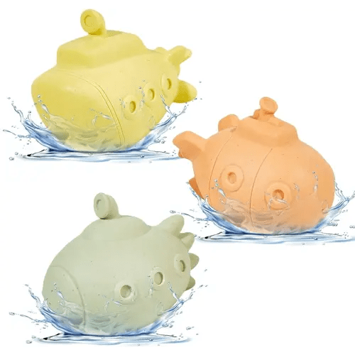 Mold Free Bath Toys for Babies and Toddlers, Floating Submarine Toy, No Hole Infant Baby Bathtub Toys 0 6 12 Months Boys Girls Christmas Birthday Gifts