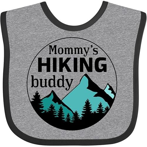 inktastic Mommy's Hiking Buddy with Mountains and Trees Baby Bib
