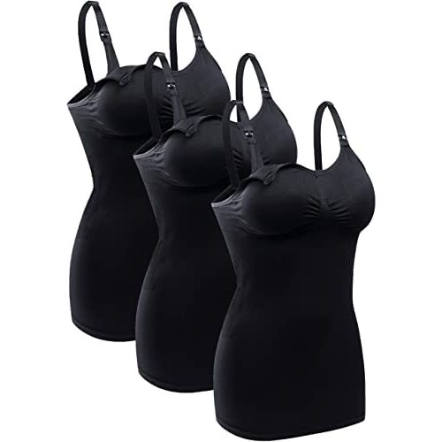 BRLIDO Womens Nursing Tank Tops Built in Bra for Breastfeeding Maternity Camisole Brasieres