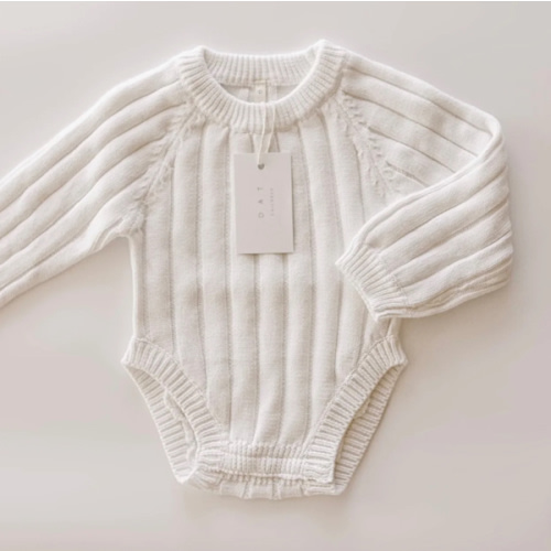 Wide Ribbed Knit Onesie ‘Dove’