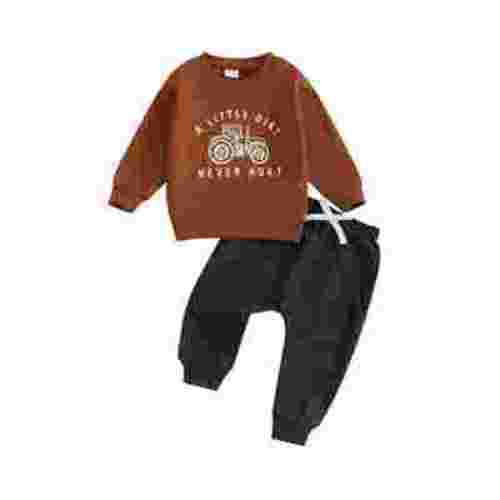 Baby Toddler Boy Fall Outfits 6 12 18 24 Months 2T 3T 4T Long Sleeve Tractor Letter Print Tops + Pants Set Warm Clothing