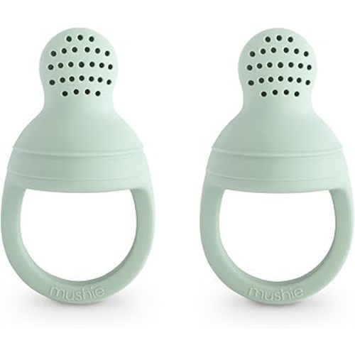 mushie Silicone Baby Fresh Fruit & Food Feeder Pacifier | 6 Months+ (Cambridge Blue)
