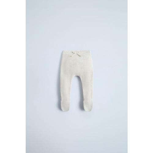 BOW FOOTED KNIT LEGGINGS - Light beige | ZARA United States