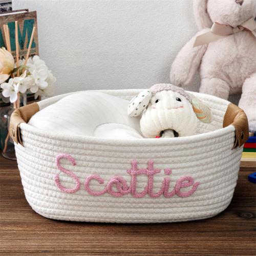 Baby Shower Gift Basket, Custom Baby Girl Boy Name Basket Gift, Personalized Baby Toy Basket Storage Organizer, Nursery Decor, Newborn Gift