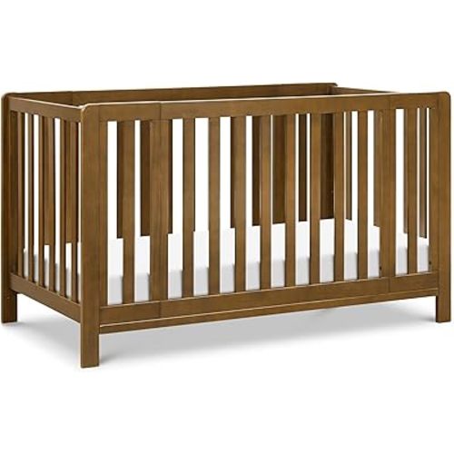 Carter's by DaVinci Colby Grow 6-in-1 Convertible Bassinet to Crib in Walnut, GREENGUARD Gold Certified, Removable Wheels