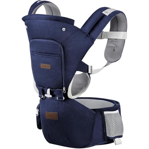 Baby Carrier Newborn to Toddler with Hip Seat 6-in-1 Ergonomic All Positions Infant Carrier Soft Baby Holder Carrier with Hood for All Seasons